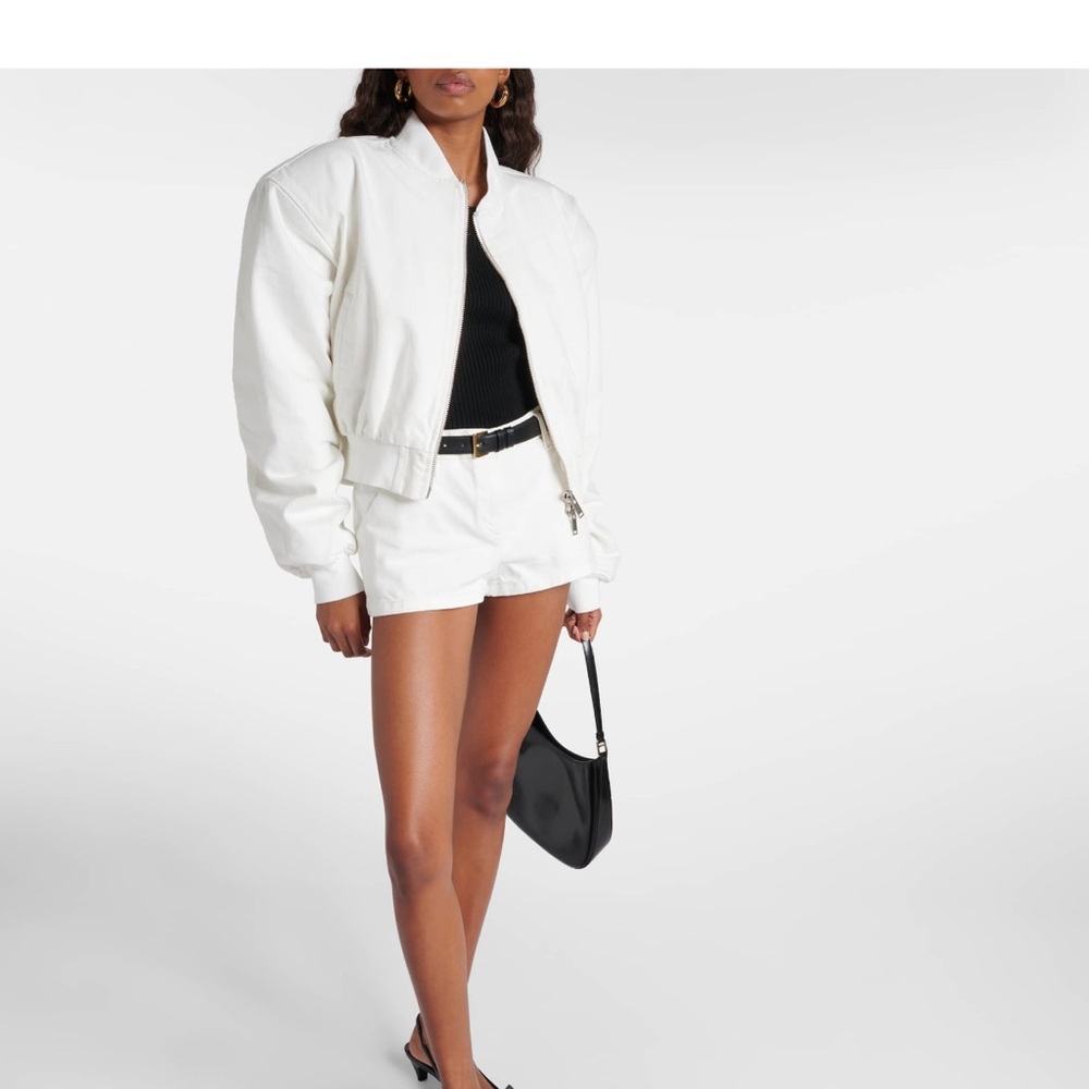 NWT Frankie Shop Micket Women's denim White Bomber Jacket Size Small